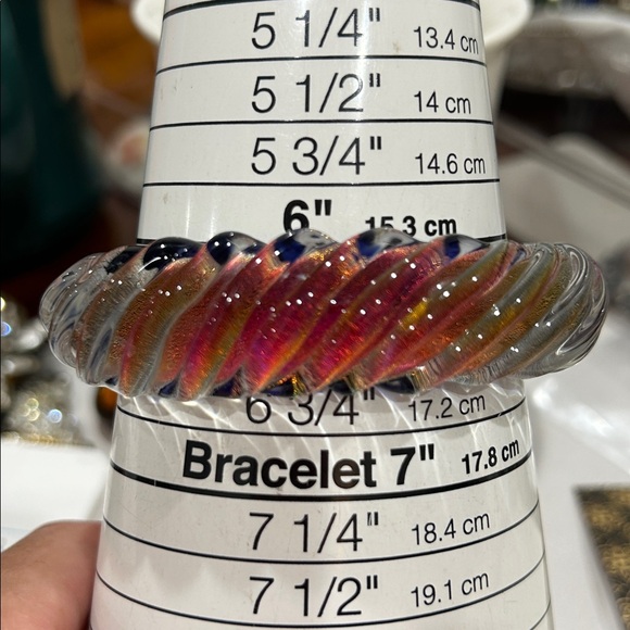 Hand Blown Swirl Ribbed Glass Cuff - Picture 11 of 13
